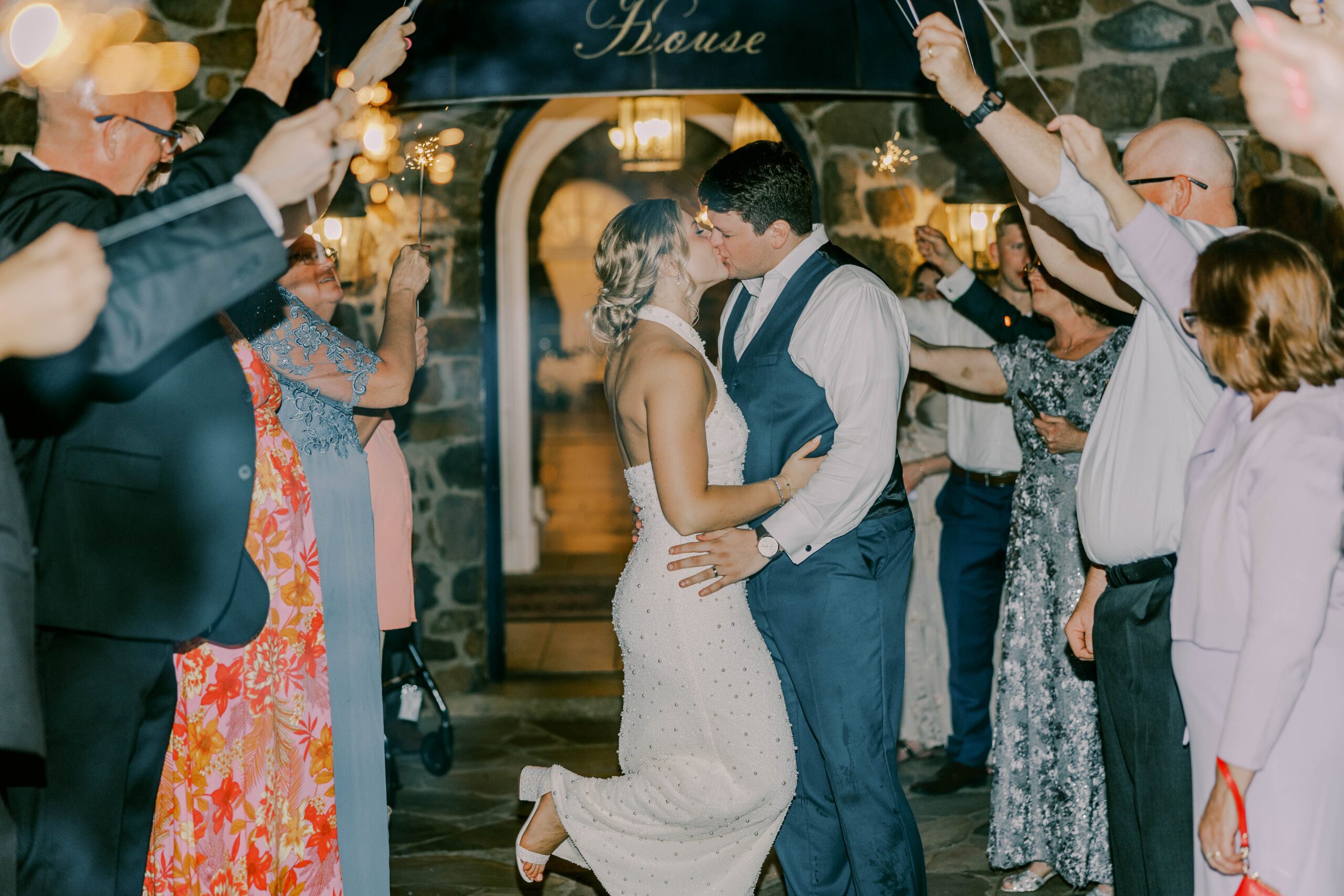 Poplar Springs Manor wedding sparkler exit