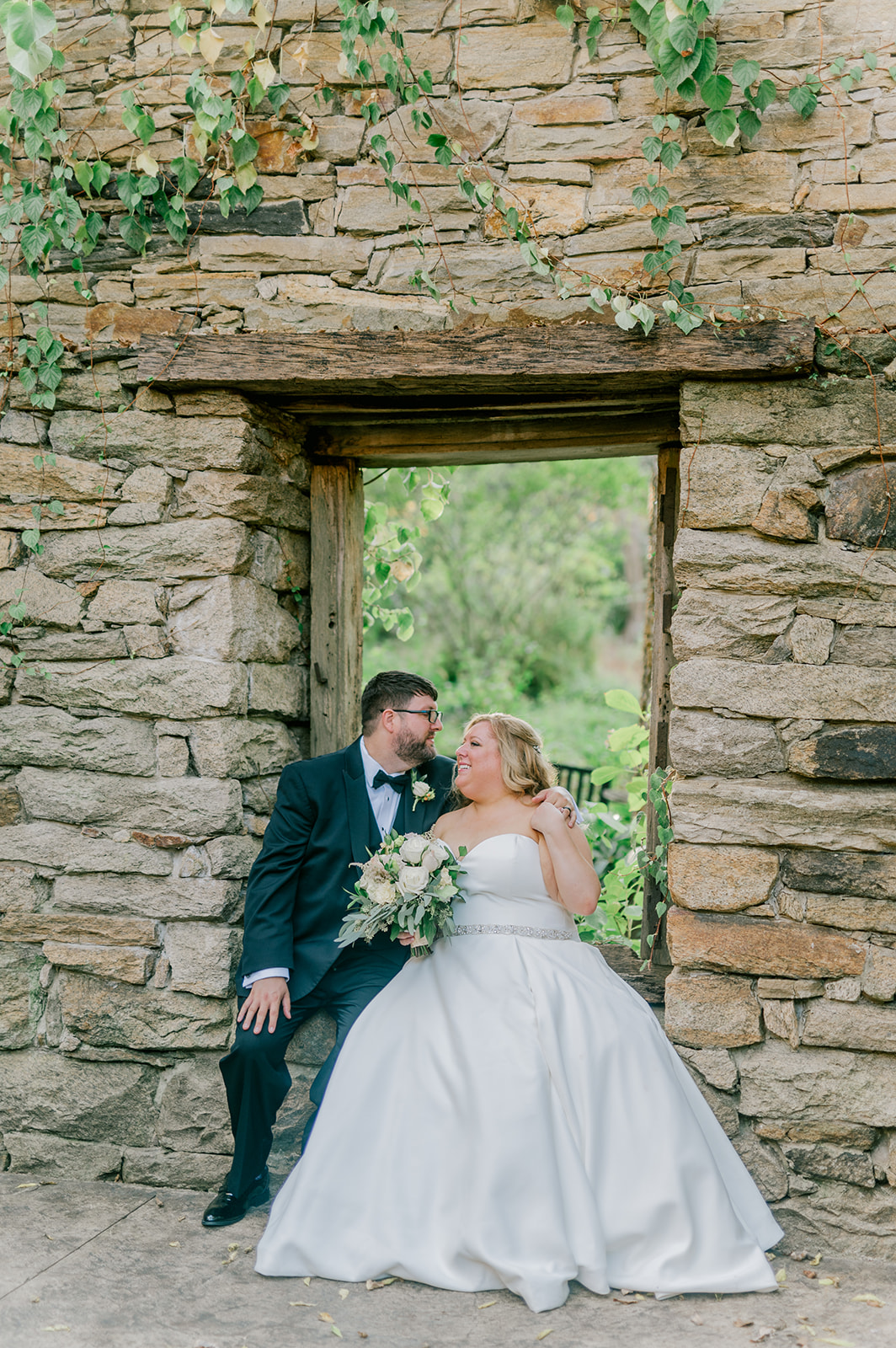 The Mill at Fine Creek wedding portraits in the historic ruins 