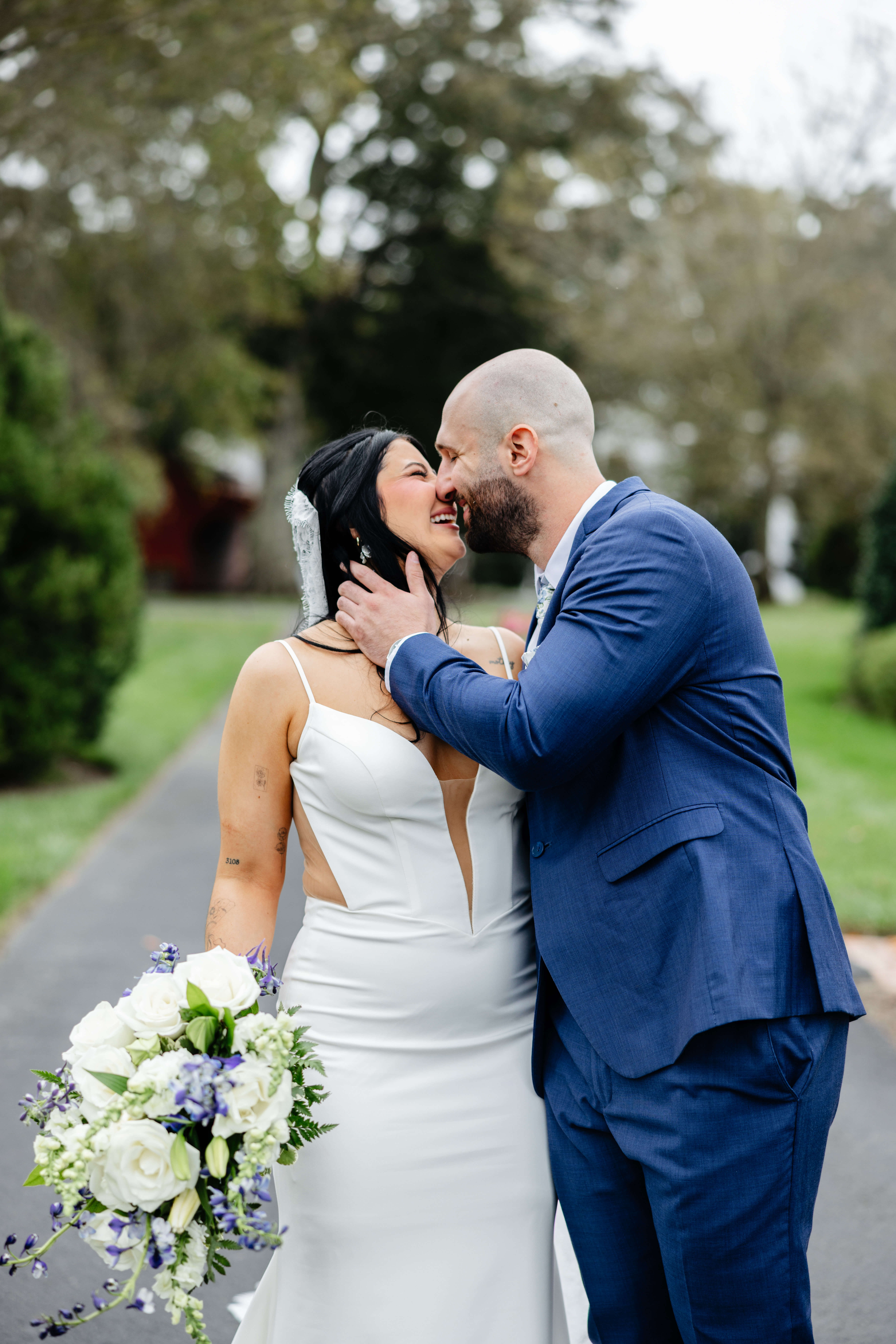 Barns of Kanak October Wedding 19 Groom leaning in for kiss as bride laughs and smiles