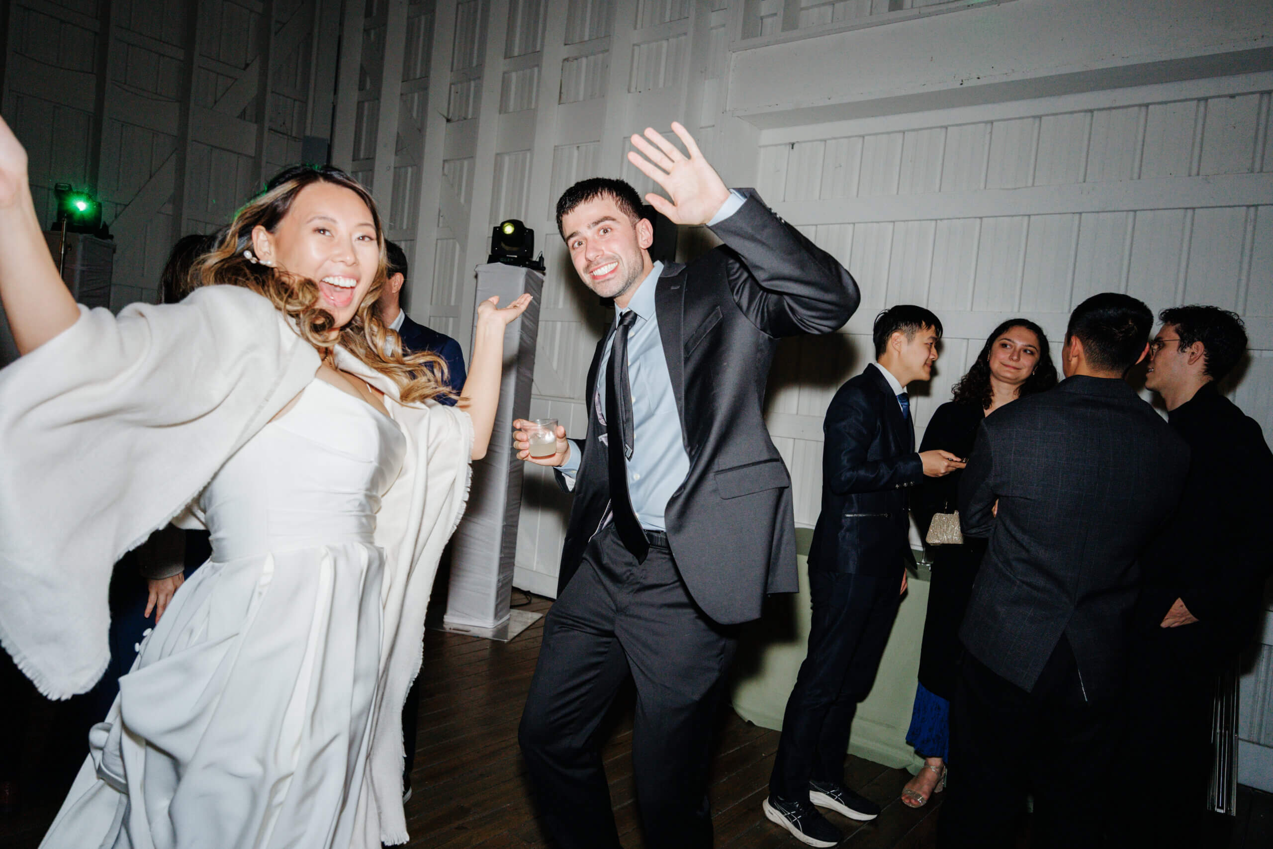 Valley Road Vineyard Fall Wedding 50 Bride dancing with guests on dance floor