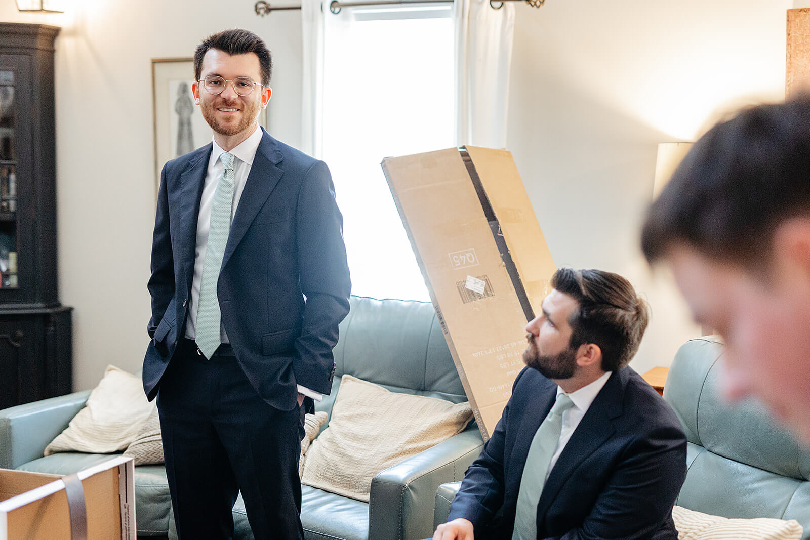 The Mill at Fine Creek Spring Wedding Photography in Powhatan 6 groomsmen getting ready together