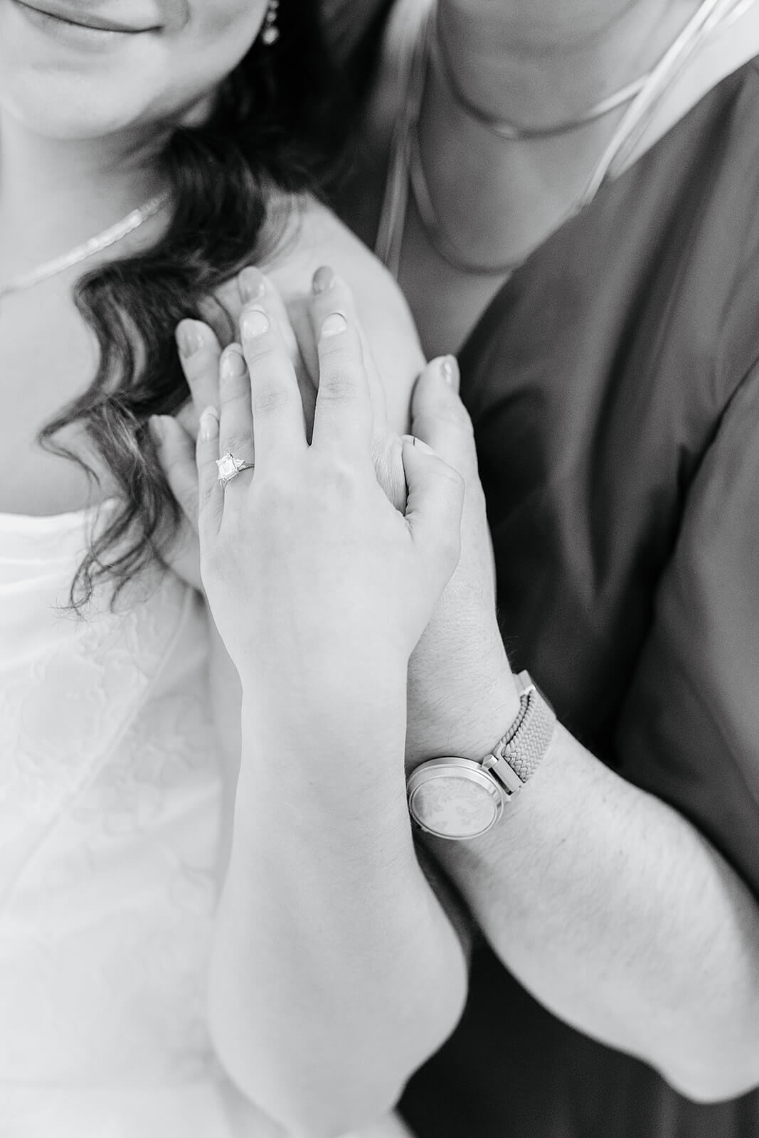 Matt + Adriana's May Wedding Photography 7 black and white photo of bride holding her mom's hand