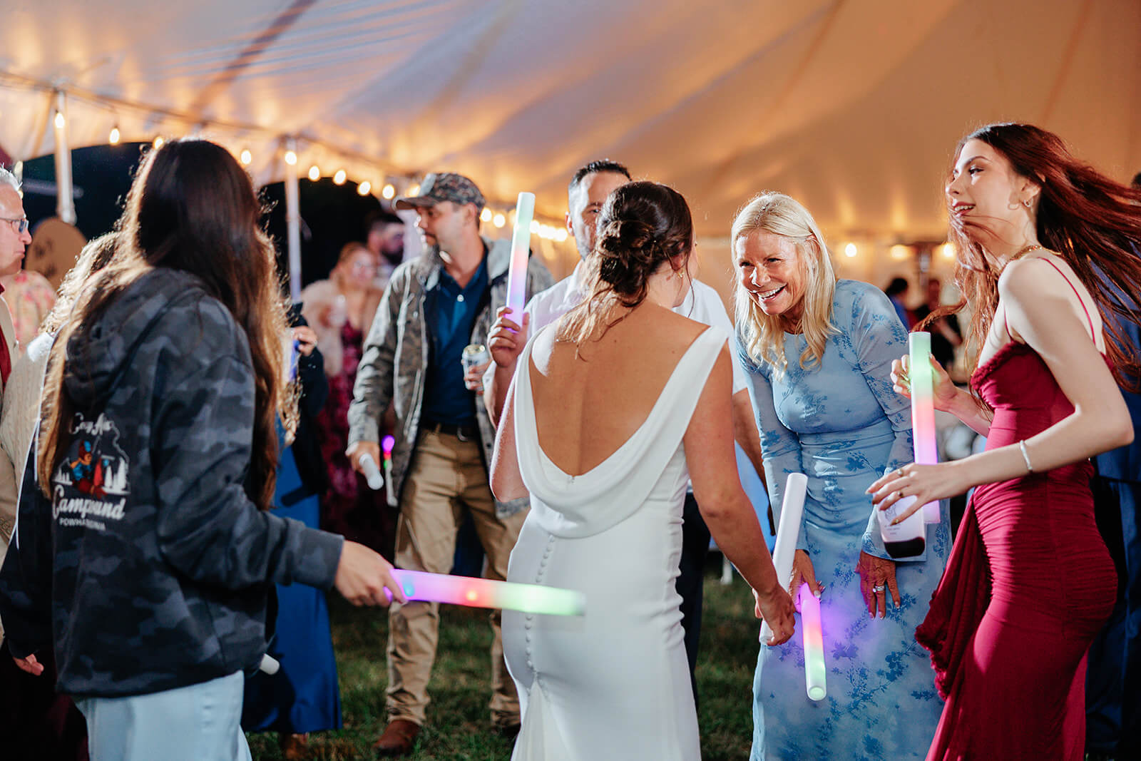 Family Farm Spring Wedding Photography 46 bride dancing with guests