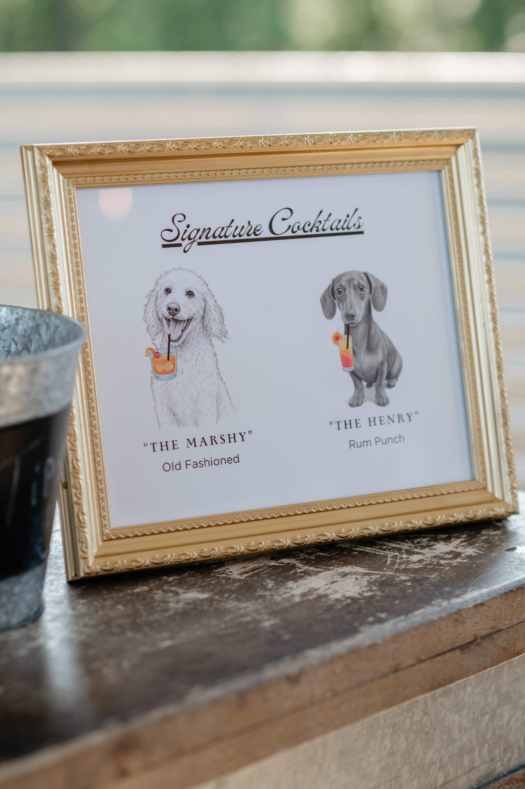 Malden Hill Spring Wedding Photography 20 detail photo of cocktail menu personalized with dogs