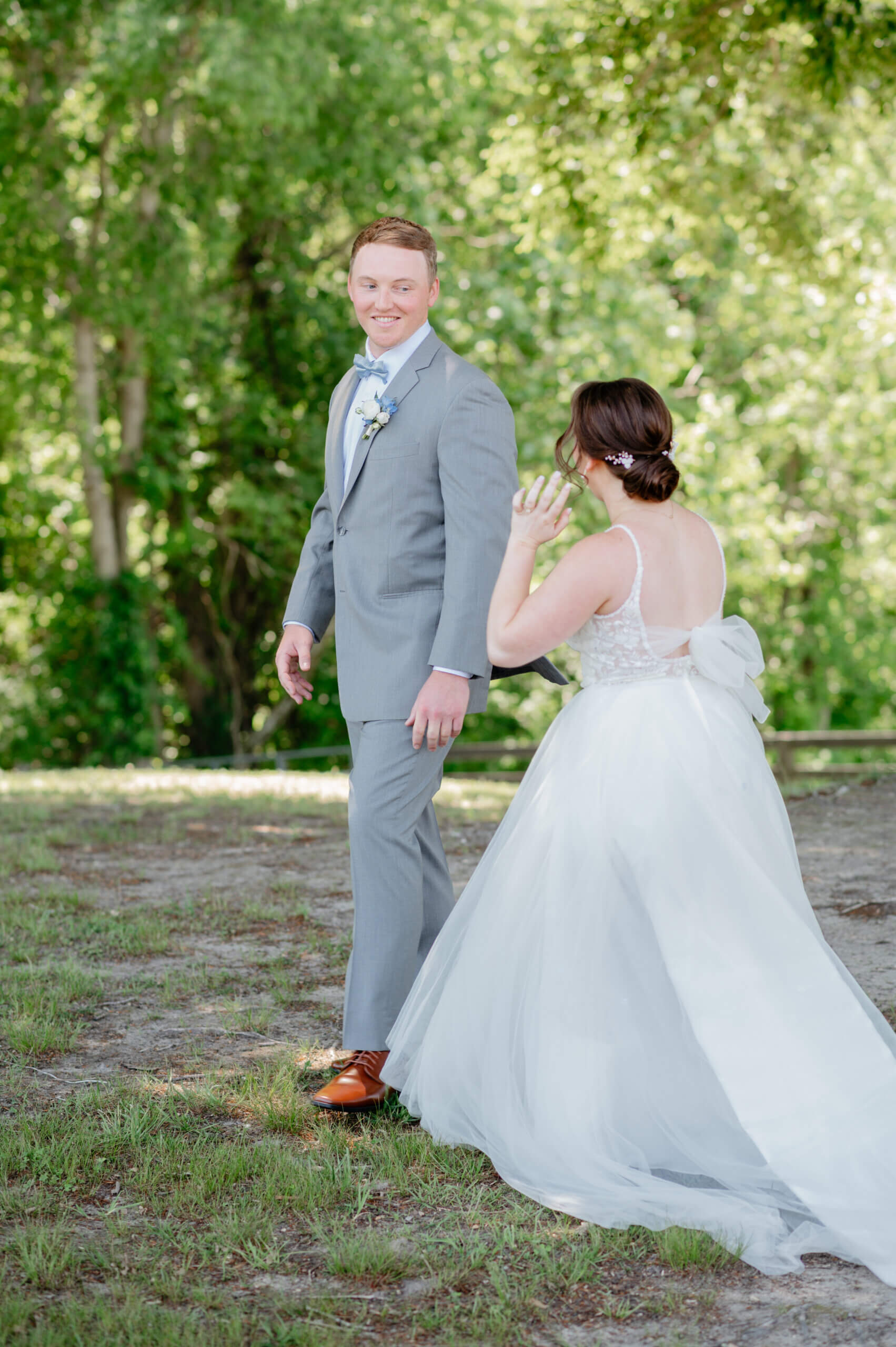 Malden Hill Spring Wedding Photography 5 groom turning around to see bride for first look