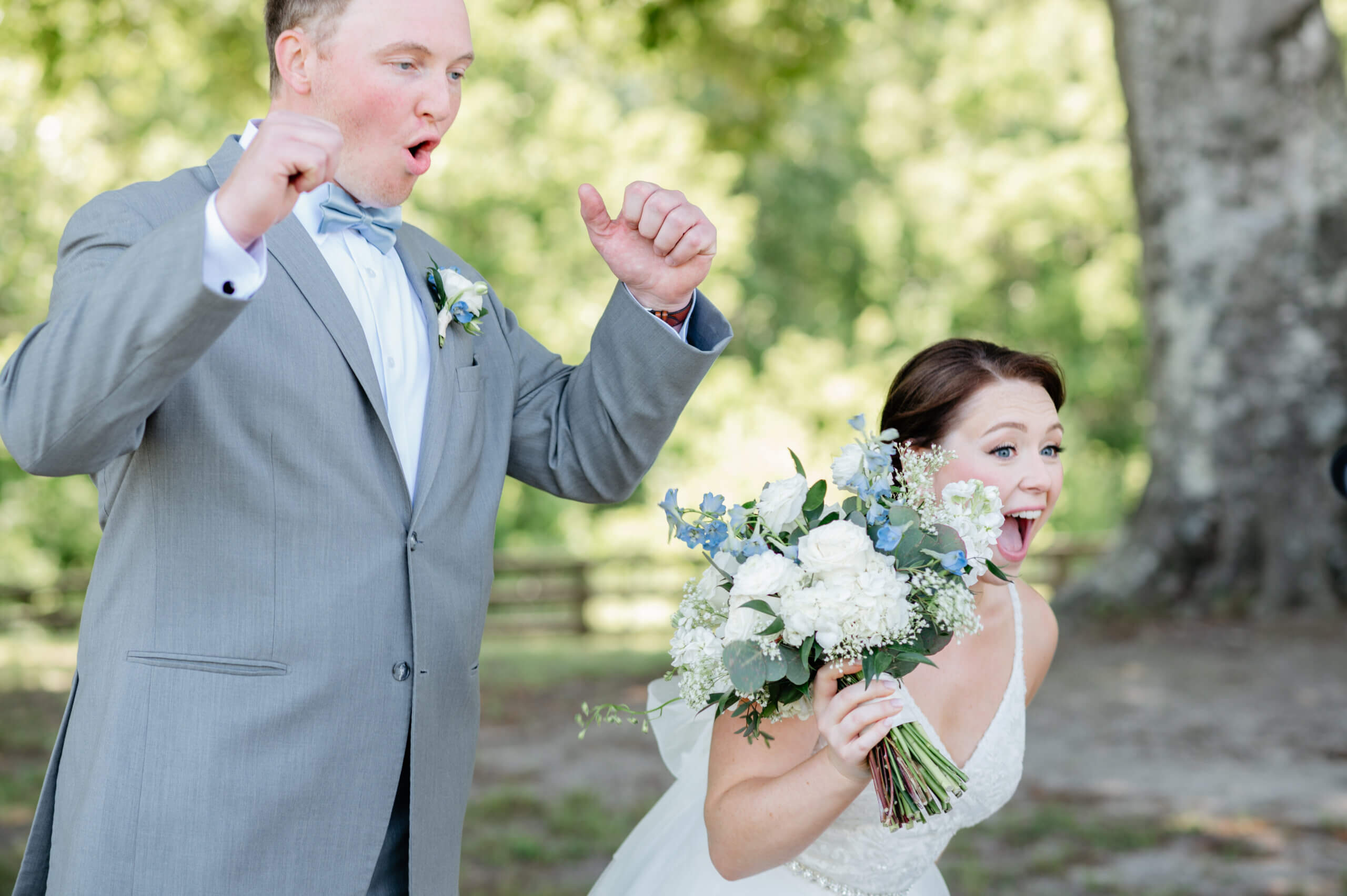 Malden Hill Spring Wedding Photography 12 bride and groom cheering